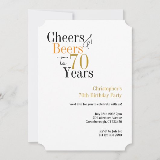 70. Geburtstag Prost und Bier Minimal Party Einladung (Vorderseite)