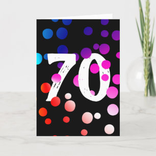 70. Geburtstag Rainbow Dots auf Black Karte