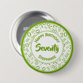 70. Geburtstag Random Number Pattern Grün/Weiß Button (Vorne & Hinten)