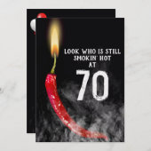 70. Geburtstag Red Hot Pepper Candle Einladung (Vorne/Hinten)