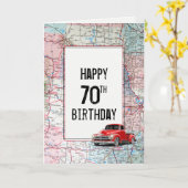 70. Geburtstag Red Retro Truck auf Karte (Gelbe Blume)