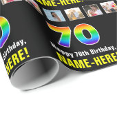 70. Geburtstag: Regenbogen "70"; benutzerdefiniert Geschenkpapier (Rolleneckpunkt)