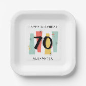 70. Geburtstag Retro Mitteljahrhundert Moderne Far Pappteller (Vorderseite)