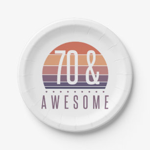 70. Geburtstag Retro-Sonnenuntergang Pappteller