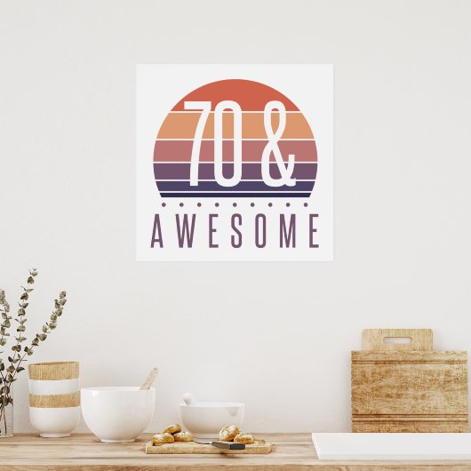 70. Geburtstag Retro Sunset Poster (Küche)