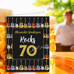 70. Geburtstag Rock und Roll Gitarre hinzufügen Na Karte