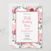 70. Geburtstag Rosa Blumenladen Einladung (Vorderseite)