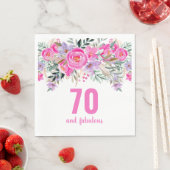 70. Geburtstag Rosa Blumenserie Party Servietten (Beispiel)