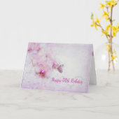 70. Geburtstag Rosa Orchideen Karte (Gelbe Blume)