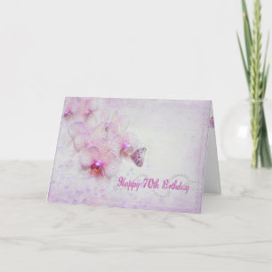 70. Geburtstag Rosa Orchideen Karte