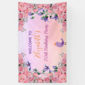 70. Geburtstag Rosa Violett-Gartenfloralen niedlic Banner (Vertikal)