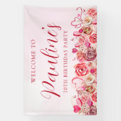 70. Geburtstag Rosa Wirbles Herz Willkommen Banner (Vertikal)