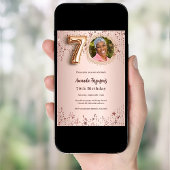70. Geburtstag Rose Gold Foto Sterne Luxus Einladung