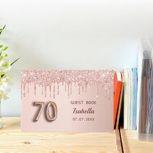 70. Geburtstag Rose Gold rosa Tropfen Name Gästebuch