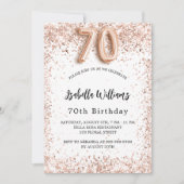 70. Geburtstag Rose Gold Weiß elegant Einladung (Vorderseite)