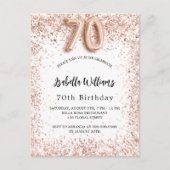 70. Geburtstag Rose Gold Weiß elegant Einladungspostkarte (Vorderseite)