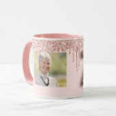 70. Geburtstag Rose Goldblüte Glitzer Tropfen Foto Tasse (Vorderseite Links)