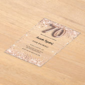 70. Geburtstag Rose goldenes Party Acryleinladungen (Ablage )