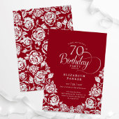 70. Geburtstag Rot Silber Rose Einladung
