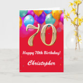 70. Geburtstag Rot und Gold farbige Ballons Karte (Gelbe Blume)