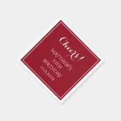 70. Geburtstag Rote Elegante Script Moderne Cheers Serviette (Ecke)