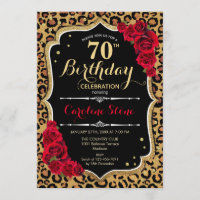 70. Geburtstag - Rote Rosen Leopard Print