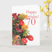 70. Geburtstag roter gelber Strauß Karte (Gelbe Blume)