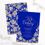 70. Geburtstag Royal Blue Gold Rose Einladung