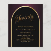 70. Geburtstag schwarz bordeauxrot goldene Bogen E (Vorderseite)