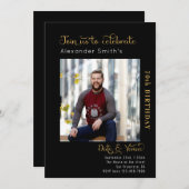 70. Geburtstag schwarz Einladung (Vorne/Hinten)