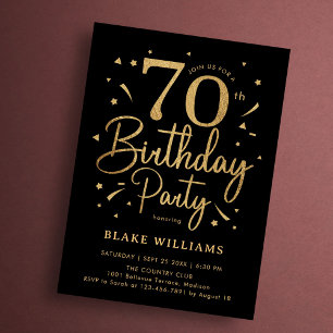 70. Geburtstag Schwarz Gold Einladung