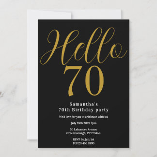 70. Geburtstag Schwarz Gold Eleganter Geburtstag Einladung