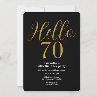70. Geburtstag Schwarz Gold Eleganter Geburtstag Einladung