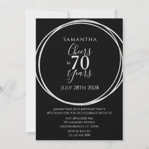 70. Geburtstag Schwarz Silber Prost 70 Jahre Party Einladung