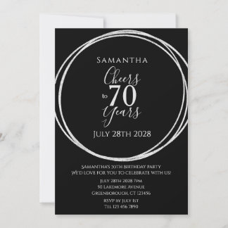 70. Geburtstag Schwarz Silber Prost 70 Jahre Party Einladung