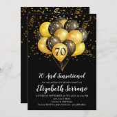 70. Geburtstag Schwarz und Gold Einladung (Vorne/Hinten)