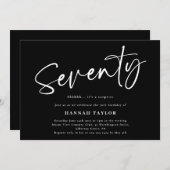 70. Geburtstag Schwarz-weiß Einladung (Vorne/Hinten)