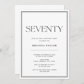 70. Geburtstag Schwarz & Weiß Einladung (Vorne/Hinten)