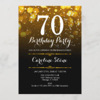 70. Geburtstag - Schwarz-weiß Gold