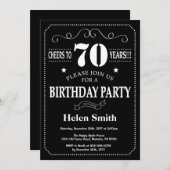 70. Geburtstag Schwarz-Weiß-Halbpension Einladung (Vorne/Hinten)