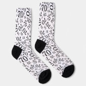 70. Geburtstag Schwarz/Weiß Random Zahlenmuster Socken (Rechts)