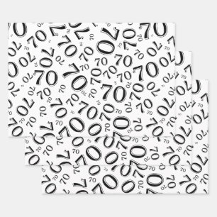 70. Geburtstag Schwarz/Weiß Zufallszahl Muster 70 Geschenkpapier Set