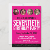 70. Geburtstag Schwarz-weiße rosa Foto Kreise Einladung (Vorderseite)