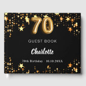 70. Geburtstag schwarze goldene Sterne Gästebuch (Vorderseite)