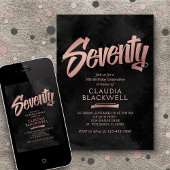 70. Geburtstag Schwarze Rose Gold Einladung