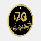 70. Geburtstag schwarzer goldener Musiknoten Keramik Ornament (Rechts)