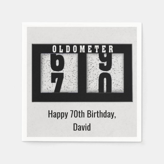 70. Geburtstag Schwarzer Kilometerzähler Serviette (Vorderseite)