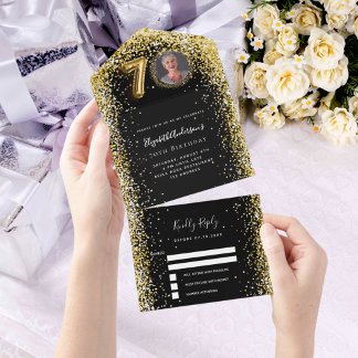 70. Geburtstag schwarzes Foto uAwg All In One Einladung