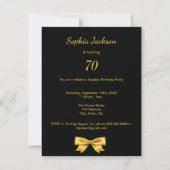 70. Geburtstag Schwarzes Gold Custom Foto elegant Einladung (Rückseite)