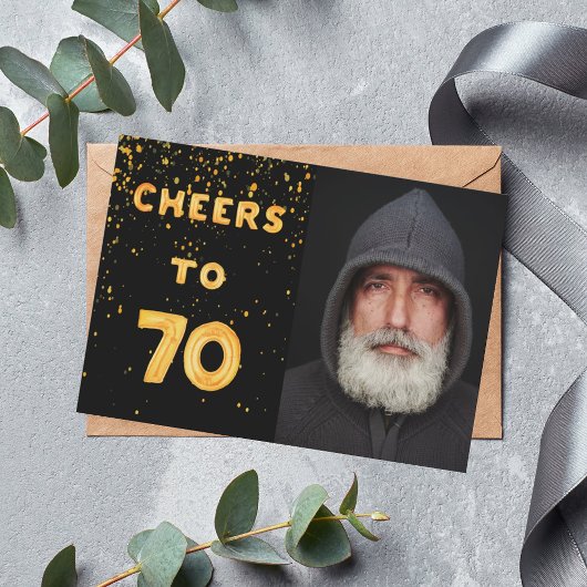 70. Geburtstag Schwarzes Gold Foto jubeln Einladung